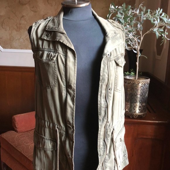 Max Jeans Military Sleeveless Vest Jacket, Size Small - Picture 5 of 13